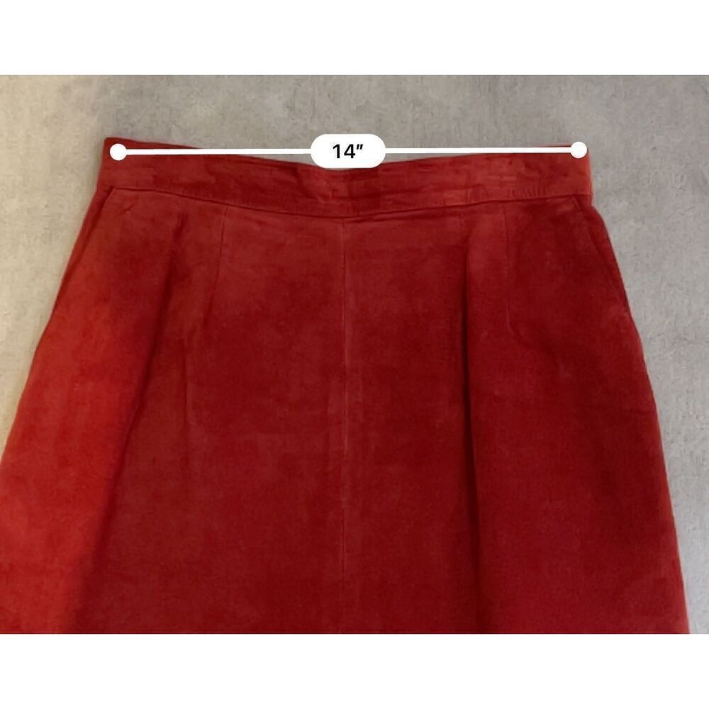 Vintage Red Leather Midi Skirt Women’s 12 - Picture 6 of 9